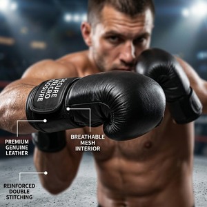 Guantes de Boxeo Epic Impex de Piel Sintética Blanca, Completos, Unisex, 12oz, Ajustables, para Entrenamiento de Muay Thai y MMA - Product Image 5