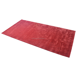 Alfombra Moderna de Lana Roja Sólida, Hecha a Mano, de Lujo, Minimalista, de Pelo Cortado de Alta Densidad, Rectangular - Product Image 2