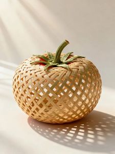 Cesta de ratán de lujo tejida a mano con forma de granada, frutero decorativo de fibra natural, centro de mesa para decoración del hogar estilo boho - Product Image 3