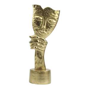 Home Decor Gold Plated Hand Holding Mask Sculpture Contemporary Art Decor for Tabletop Living Room Handmade <b>Figure</b> Design - Product Image 5