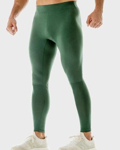Leggings de sport respirants à taille élastique, résistants à l'eau, séchage rapide, compression, avec poche zippée, vente en gros, couleur unie, pour hommes - Product Image 2