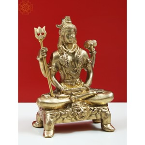 Petite sculpture en laiton Mahayogi Shiva faite à la main de 3 pouces fabriquée en Inde - Product Image 3