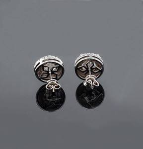 Pendientes de Diamantes Moissanite de Corte Brillante de 8 mm, Plata de Ley 925 con Baño de Rodio, Regalo de Compromiso, Boda, para Enamorados - Product Image 4