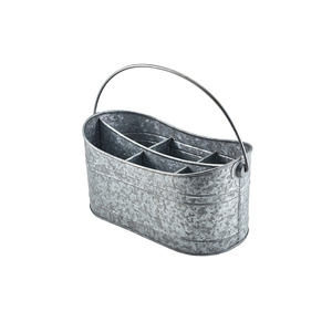Porte-ustensiles en métal à 3 compartiments, organiseur de couverts avec poignée, rangement galvanisé pour comptoirs de cuisine - Product Image 2