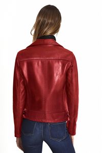 Veste de moto en cuir véritable pour femme, double boutonnage, zippée, en peau de mouton teinte, personnalisable, fabriquée au Pakistan, vente en gros - Product Image 2