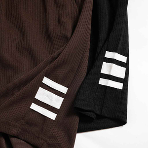 Shorts tissés gris clair pour homme, taille mi-haute, style décontracté, rayures latérales, respirant, 100 % coton, séchage rapide, été - Product Image 3