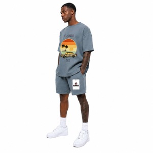 <b>Men</b> Summer Two Piece <b>Set</b> <b>Short</b> Sleeve <b>Top</b> <b>and</b> <b>Shorts</b> Matching Outfit for Beach Vacation Travel with oem Service Best Quality - Product Image 5