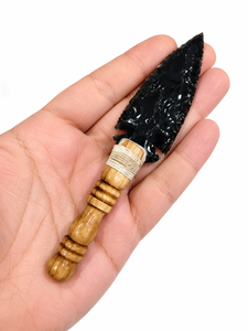 Punzón de Obsidiana Negra Natural Rafay Gemstone con Mango de Madera Hecho a Mano para Decoración de Uñas, 6-7 Pulgadas - Product Image 4