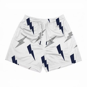 Pantalones cortos de baloncesto de malla de poliéster sublimados personalizados de alta calidad para hombre con rayos, transpirables, deportivos, para gimnasio - Product Image 4