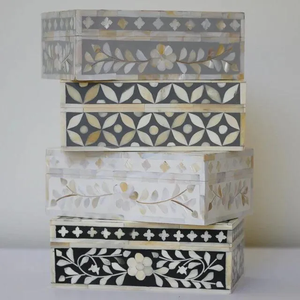 Luxury Bone Inlay Wooden <b>Trinket</b> Jewelry <b>Box</b> Mother of Pearl Gift Storage - Product Image 2