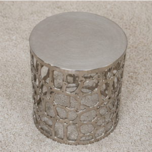 Modern Round Coffee <b>Table</b> with Metal Frame and Decorative Cut-Out Design for Living Room Furniture - Product Image 2