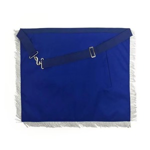Delantal Masónico Master Blue Lodge para Uso en Catedral, Personalizable, con Encaje de Borde Plateado Blanco, Borlas de Cadena Metálica Plateada - Product Image 5