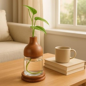 Sheesham Wood Planter Vase Wholesale | Handcrafted Two-Tone Wooden Flower Pot - Product Image 3