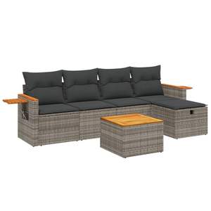 Conjunto de Sofá de Jardín Gris de Ratán para 4 Personas, Diseño Contemporáneo para Exteriores - Product Image 4