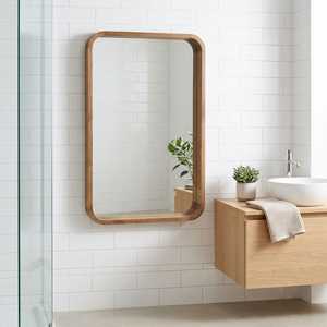 Luxury <b>Rectangular</b> Wooden Wall <b>Mirror</b> Curved Corner Deep Frame Bathroom Vanity <b>Mirror</b> For Home Hotel Apartment Decorative Frames - Product Image 2