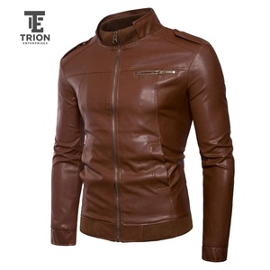 Veste en cuir pour homme, bordeaux, haute qualité, personnalisée, neuve, col montant en toile, imperméable, coupe-vent, respirante, hiver - Product Image 1