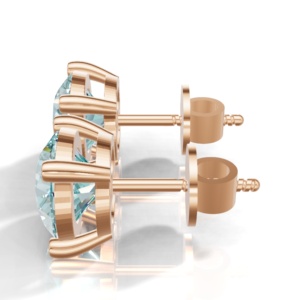 Heerani Jewels Lab Grown Round Paraiba 925 <b>Sterling</b> <b>Silver</b> Classic <b>Stud</b> Vermeil Rose Gold Unisex <b>Earrings</b> - Product Image 3