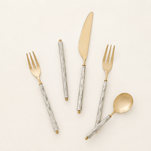 Juego de cubiertos de acero inoxidable dorado de diseño de lujo, vajilla de estilo moderno para hoteles, bodas y cenas elegantes, al mejor precio. - Product Image 2