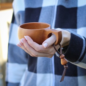 Sustainable Wooden Coffee Mug Kuksa Style Handmade Outdoor Drinking Cup Rustic Nordic Tableware <b>Bar</b> <b>Tool</b> Wholesale - Product Image 5