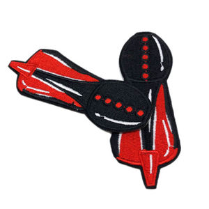 Custom Embroidered Patch Red Black Irregular Shape <b>Sew</b>-On Fabric Applique For Garment Simple Style Badge - Product Image 1