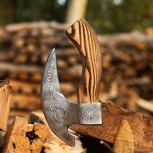 Forged steel survival <b>axe</b> Viking style tomahawk Wood <b>handle</b> hatchet Engraved dragon design <b>axe</b> - Product Image 5