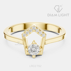 Bague de fiançailles géométrique hexagonale en or blanc 14 carats avec diamant de laboratoire rond de 0,146 carat, certifié IGI, couleur F+, clarté VS+ - Product Image 5