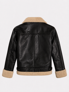Veste en cuir véritable pour homme CHAMP KING, doublure en sherpa, fermeture éclair, style moto, chaude pour l'hiver - Product Image 6