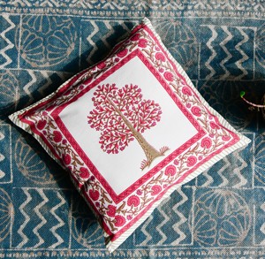 Indian Hand Block Floral Printed Artisanal Made Beautiful 100% Cotton Eco-Friendly Boho Decorative Throw Pillow Case <b>Cushion</b> - Product Image 1