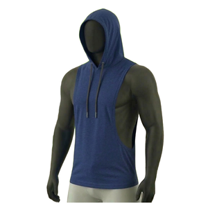 HYPEN SPORTS Unisex Sporty Knitted 100% Cotton Quick-drying Breathable Hooded Fitness Shirt Sleeveless <b>Vest</b> for <b>Running</b> - Product Image 5