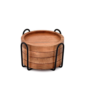 Sous-verres et tapis en bois écologiques classiques en noyer, personnalisables, vaisselle ronde pour la maison, les mariages et l'usage commercial - Product Image 6