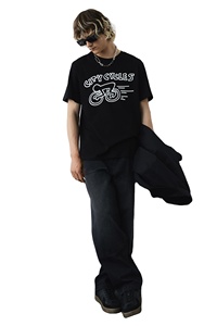 เสื้อยืดคอกลมแขนสั้นสำหรับผู้ชาย, เสื้อยืดผ้าฝ้าย100% เข้ารูปเปิดไหล่ - Product Image 6