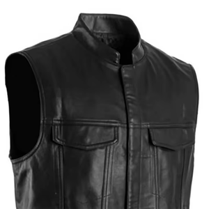 Chaleco de Cuero Vacuno para Hombre, de Alta Calidad, Resistente al Viento, Transpirable e Impermeable, con Logotipo Frontal en Tela Tejida, para la Temporada de Primavera 2026 - Product Image 4