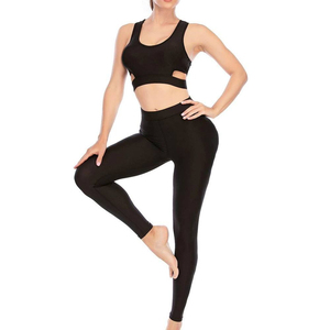2026 Women's Plus Size Yoga Legging Sets Breathable Gym Sports Bra Sport Wear Running Suit Solid Color Two-Piece Wholesale - Product Image 1