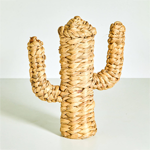 Décoration artisanale en jacinthe d'eau, cactus tressé en fibre naturelle, ornement de table, sculpture décorative, écologique, style bohème pour la maison - Product Image 1
