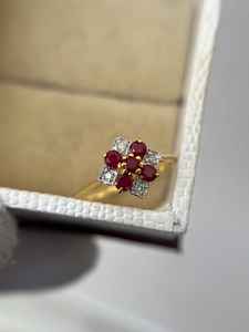 Bague vintage en rubis, coupe ronde, argent sterling 925, plaqué or 14 carats, rubis rouge, bague de fiançailles, de mariage, pierre de naissance - Product Image 6