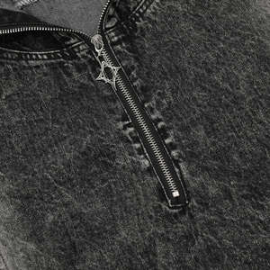 Veste en jean délavé pour homme avec capuche à motif de dessin animé, fermeture éclair quart de tour, 100 % coton, vêtement d'extérieur décontracté pour l'automne. - Product Image 6