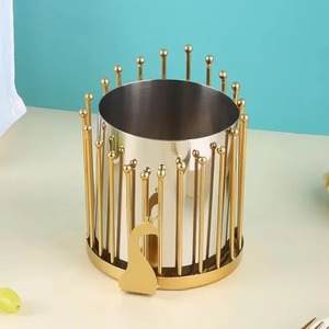 Stylish Gold Stand with Silver Holder Perfect for Kitchen <b>Tabletop</b> Display Guest Serving And Elegant Multipurpose Organizer - Product Image 5