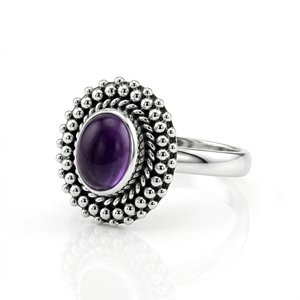 Anillo Delicado de Plata con Amatista Natural, Anillo Hecho a Mano en Plata de Ley 925 para Mujer, Regalo para Ella, Anillo Delicado al por Mayor - Product Image 2