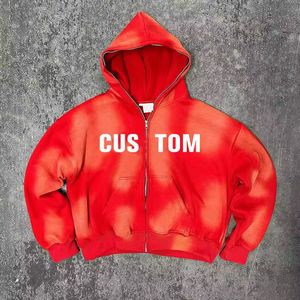 Sudadera con Capucha de Alta Calidad para Hombre, Estilo Urbano, Hip Hop, Lavado Ácido, Personalizada, Efecto Desgastado por el Sol, Talla Grande, Color Negro - Product Image 4