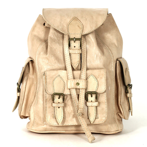 Biyadina Premium <b>Ladies</b> Beige Leather <b>Backpack</b> Handmade in Vintage Style with Timeless Elegance - Product Image 1