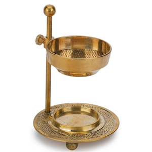 Modern Minimalist Handcrafted Iron & Hammered Brass Essential Oil Burner Luxury <b>Aromatherapy</b> Fragrance <b>Diffuser</b> With Meditation - Product Image 2