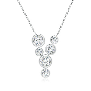 จี้เพชรทรงกลมหลายเม็ดแบบฝังขอบ ตัวเรือนทอง 10K 14K 18K หรือเงินแท้ 925 935 - Product Image 2
