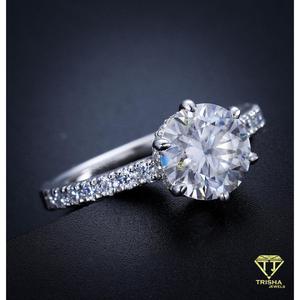 Round Cut Moissanite Solitaire Engagement <b>Ring</b> <b>925</b> Sterling <b>Silver</b> Bridal Wedding Jewelry Custom <b>Ring</b> for Women Luxury Jewelry - Product Image 2