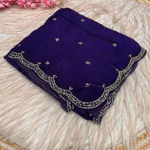 Sari de diseñador con corte Khatli, bordado a mano Dana y trabajo de diamantes, con blusa de bordado elaborado, precio mayorista de Royal Export - Product Image 3