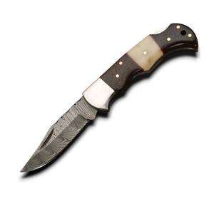 Couteau pliant personnalisé en acier Damas avec verrouillage arrière, manche exotique, haute qualité, pour activités de plein air, EDC, camping, chasse, tactique – Fournisseur OEM ODM - Product Image 1