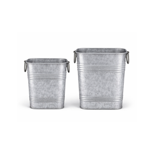 Ensemble de 2 seaux carrés en métal galvanisé Headway Crafts, gris rouillé - Product Image 2