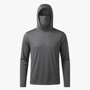 Wholesale UPF 50 Plus Size Hooded Solid Pullover Fishing <b>Shirt</b> Long Sleeve Quick Dry Breathable <b>Sun</b> Protection 100% Polyester - Product Image 3