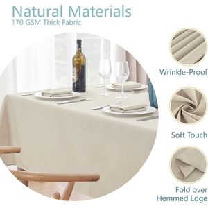 2 Pack 52x70 Inch Rectangle <b>Tablecloth</b> Water-Resistant Wrinkle-Free Linen Textured Fabric <b>Washable</b> Decorative Table Cloth for - Product Image 2