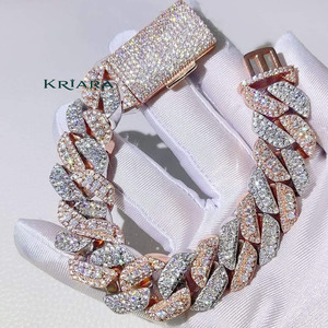กำไลข้อมือเพชรคิวบา S925 เพชรเลี้ยงในห้องปฏิบัติการ ทรงกลมเจียระไนแบบเหลี่ยม ชุบทอง หรูหรา สำหรับทุกเพศ ใส่ได้ทุกวัน - Product Image 4