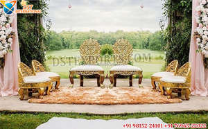 La mayoría de las sillas Mandap de tendencia para bodas, muebles Mandap de boda india, juego de sillas Mandap de boda con tema de Bollywood, EE. UU. - Product Image 6